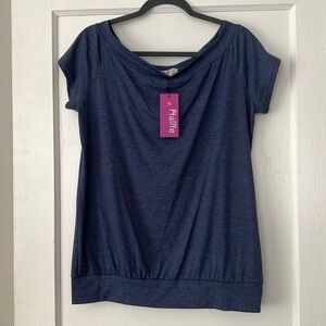 NWT - Women’s Off The Shoulder Shirts Slouchy Tees Dark Blue L